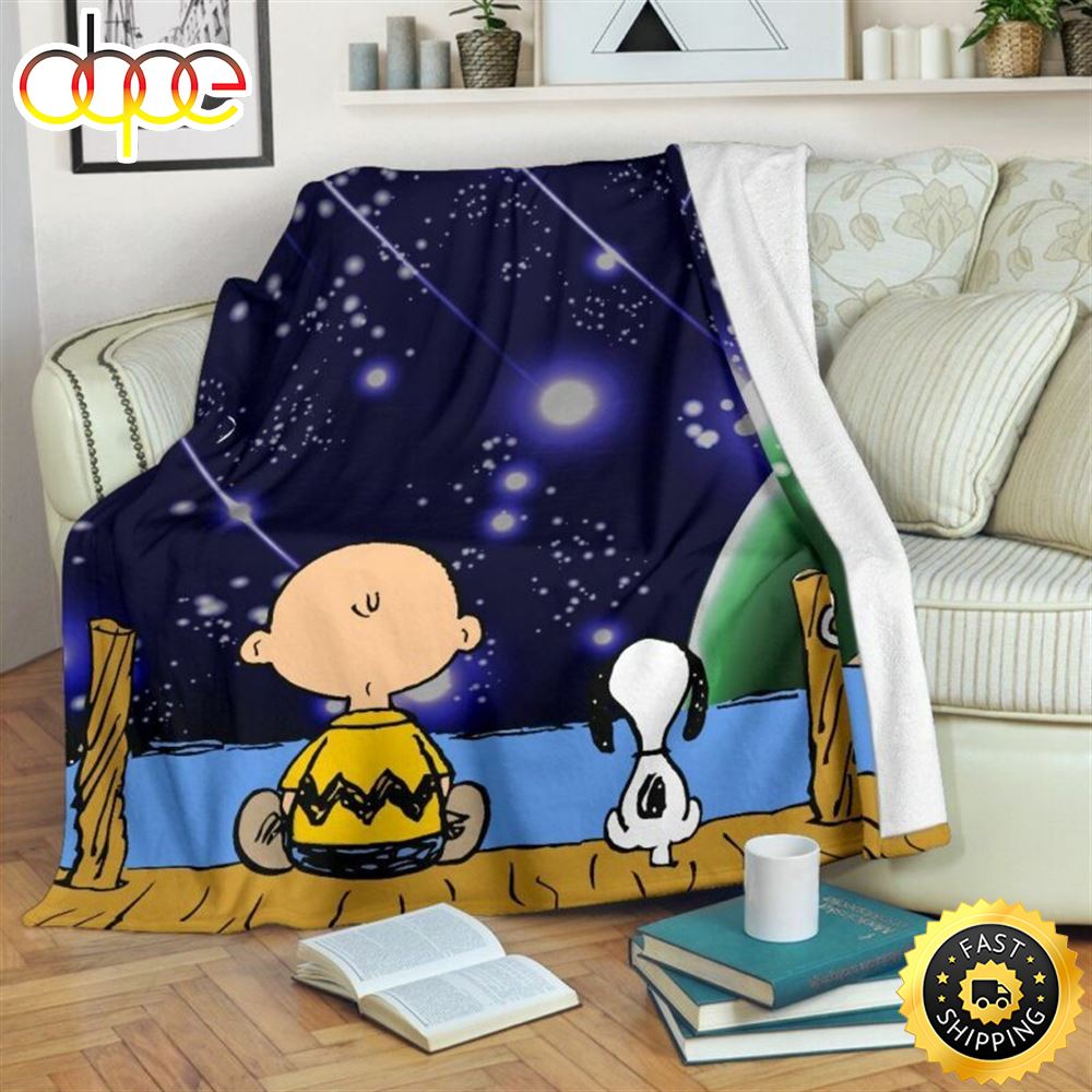 Charlie Brown And Snoopy Stargazing Fleece The Peanuts Movie Snoopy Dog Blanket K8huer