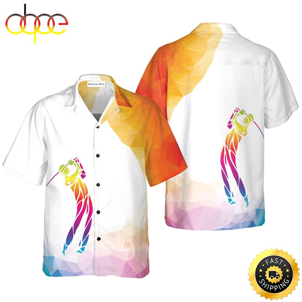 Creative Silhouette Of Golf Player Hawaiian Golf Shirt For Sport Lovers In Summer Hijuwt