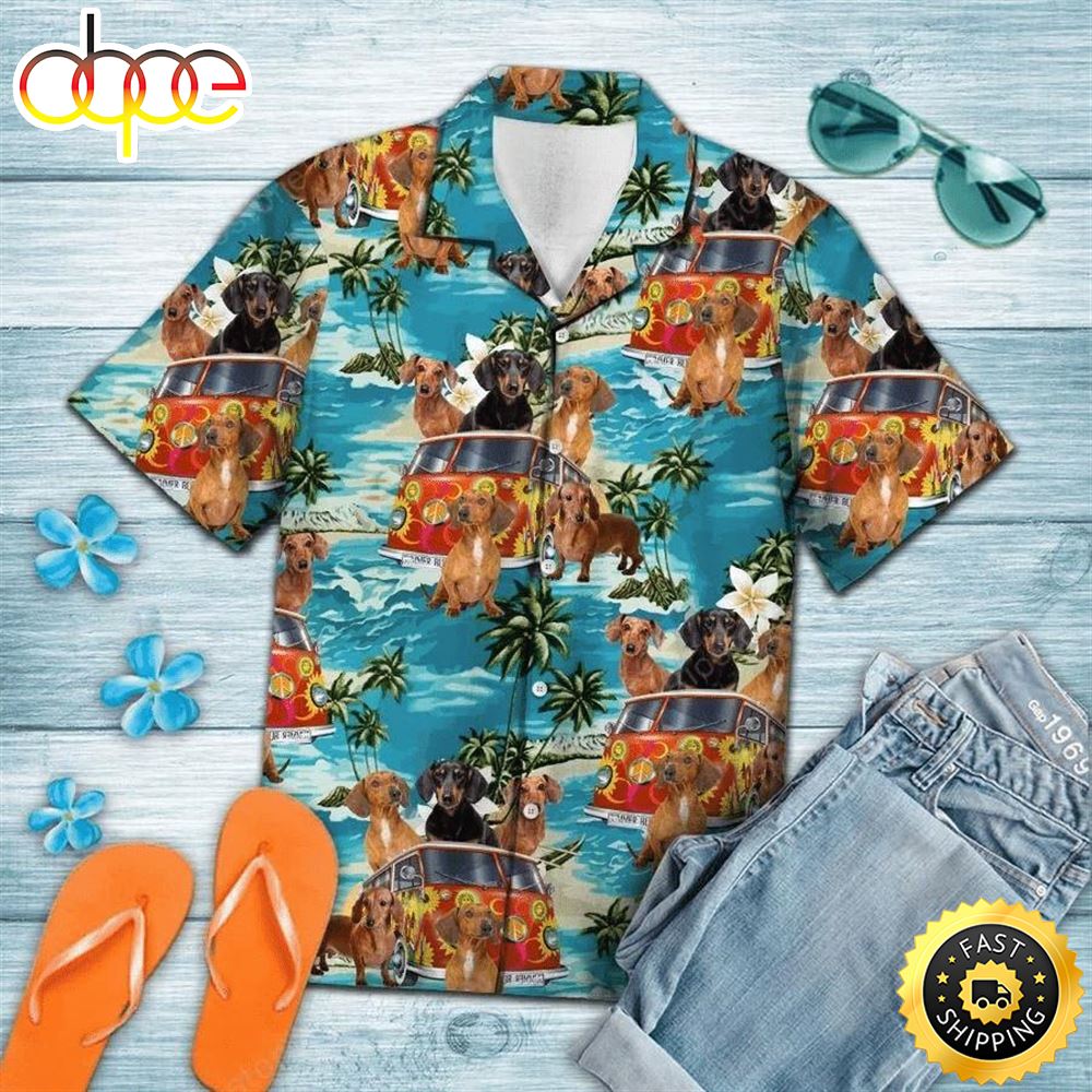 Dachshund Summer Hippie Hawaiian Shirt Beachwear For Men Gifts For Young Adults 1 S9btuy