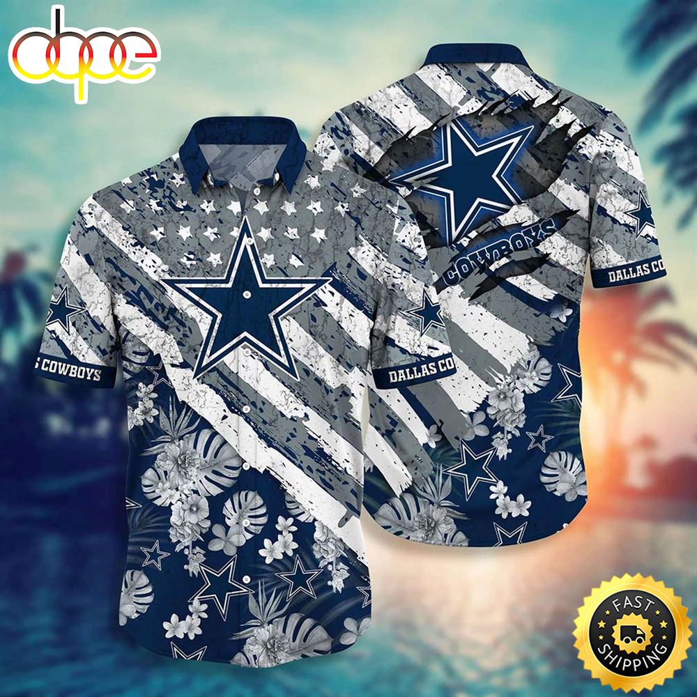 Dallas Cowboys NFL Floral Print American Flag Beach Shirt Short Style Hot Trending Summer Hawaiian Shirt Bhxle9