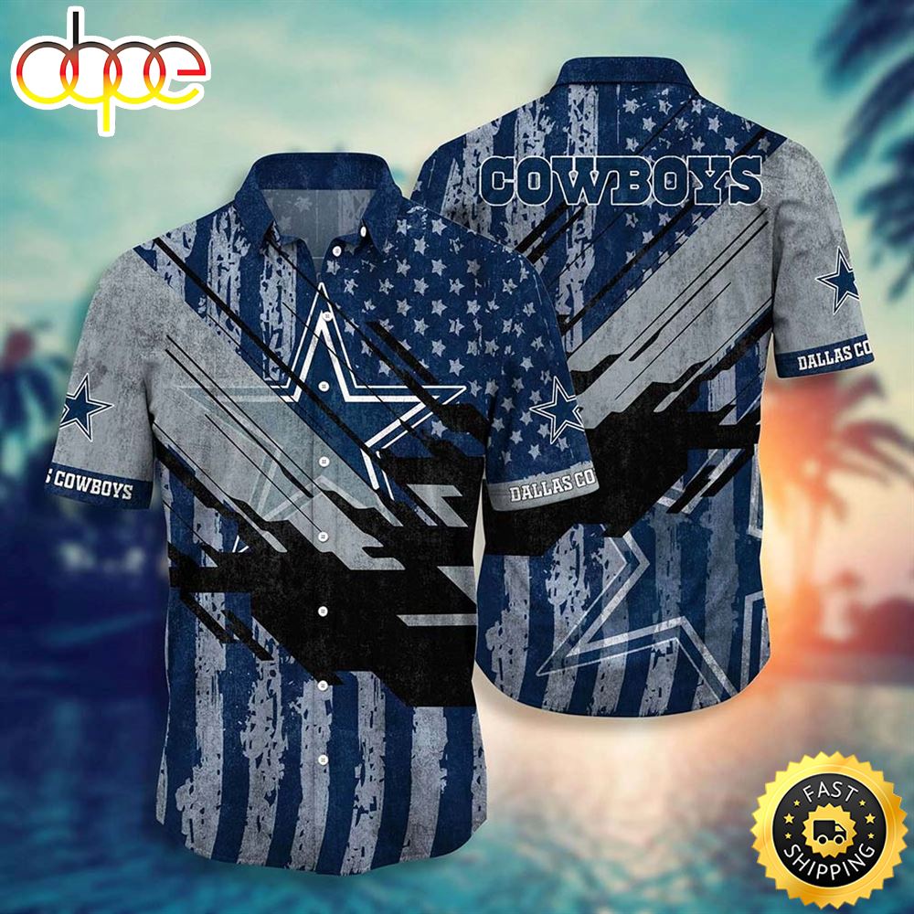 Dallas Cowboys NFL Football Hawaiian Shirt Short American Flag Print This Summer Best Gift For Fans Hawaiian Shirt Pjfiep