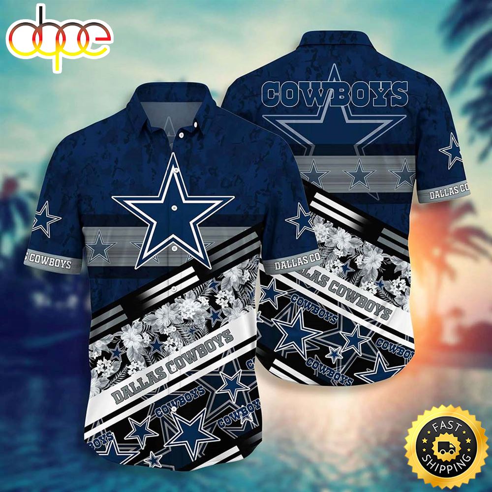 Dallas Cowboys NFL Graphic Tropical Pattern 3D Printed Beach Shirt Summer Best Gift For Fans Hawaiian Shirt Cj0jj6
