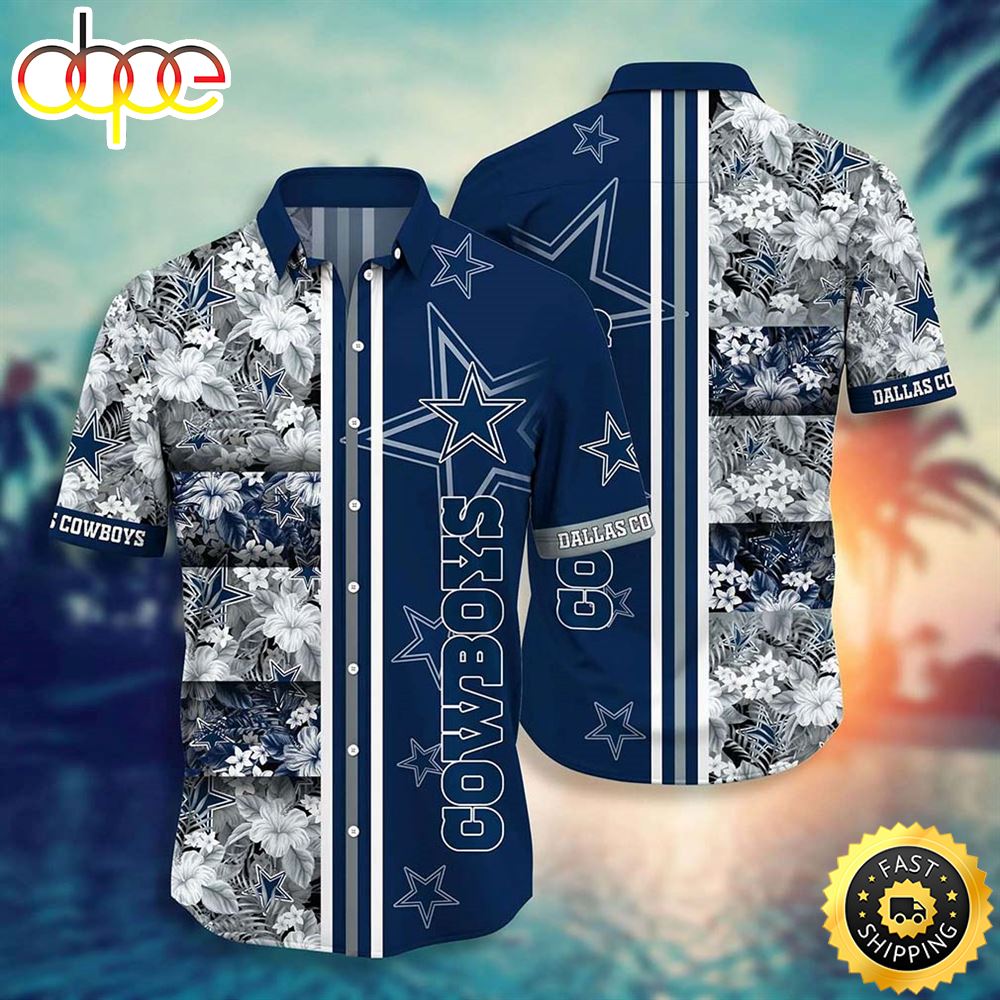Dallas Cowboys NFL Graphic Tropical Pattern 3D Printed Beach Shirt Summer Best Gift For Fans Hawaiian Shirt M92gl1