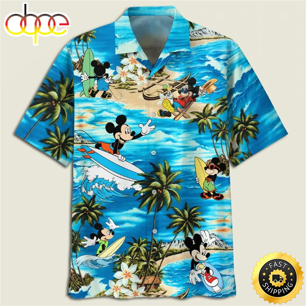 Disney Summer Mickey Mouse Surfboard Hawaiian Shirt Aujhh1