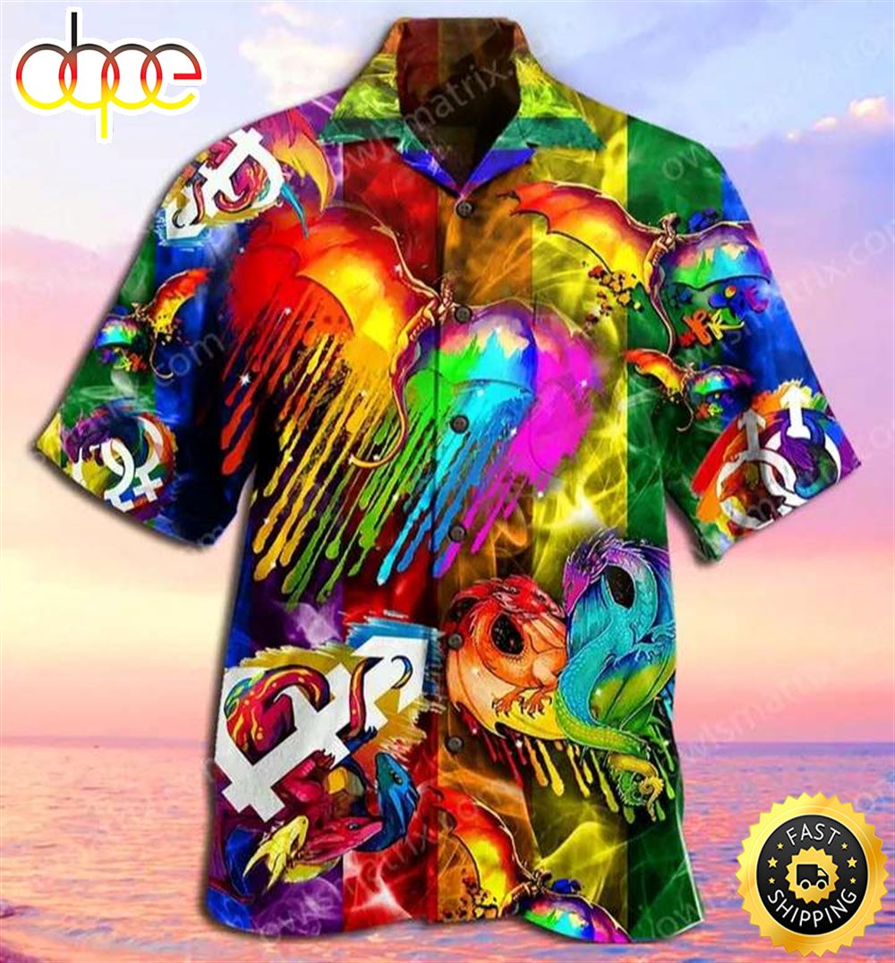 Dragon Rainbow Color LGBT Hawaiian Shirt Tp2ikg