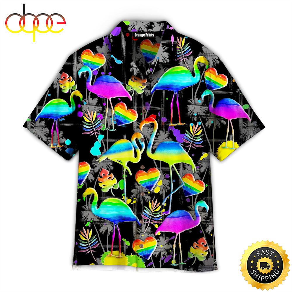 Flamigo Pride Happy LGBT Aloha Hawaiian Shirts For Men For Women Wrmpvo