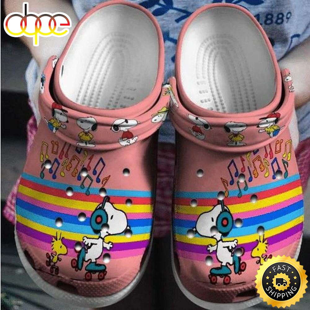 Friend Snoopy Music Crocs Crocband Clog Comfortable Water Shoes In Pink Ph2xc7