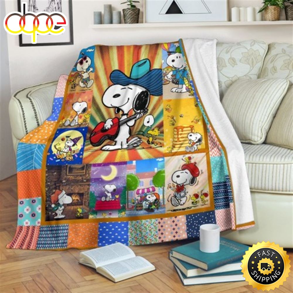 Funny Guitar Player Snoopy 3D Full Printing The Peanuts Movie Snoopy Dog Blanket Lgxuey
