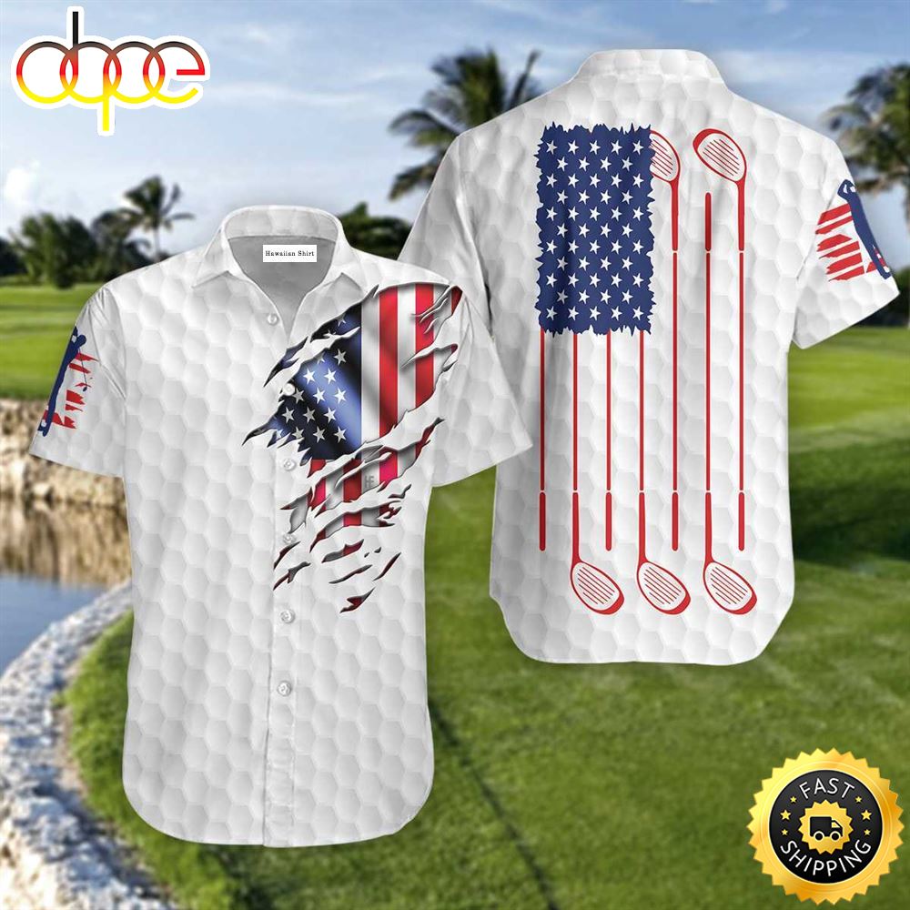Golf American Flag Hawaiian Golf Shirt For Sport Lovers In Summer Znv6kg