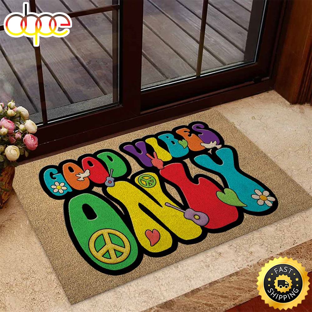 Good Vibes Only Hippie Coir Pattern Doormat Xi9dok