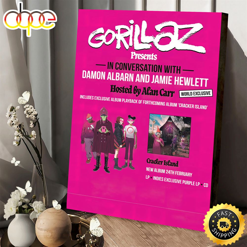 Gorillaz Presents In Conversation With Damon Albarn And Jamie Hewlett Canvas Poster Htg9nn