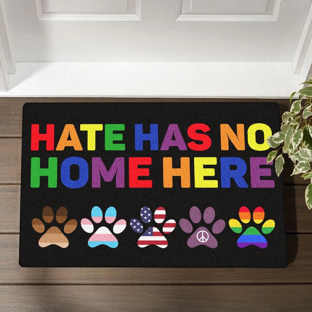 Hate Has No Home Here BLM LGBT Peace Paws Doormat Utlgjz