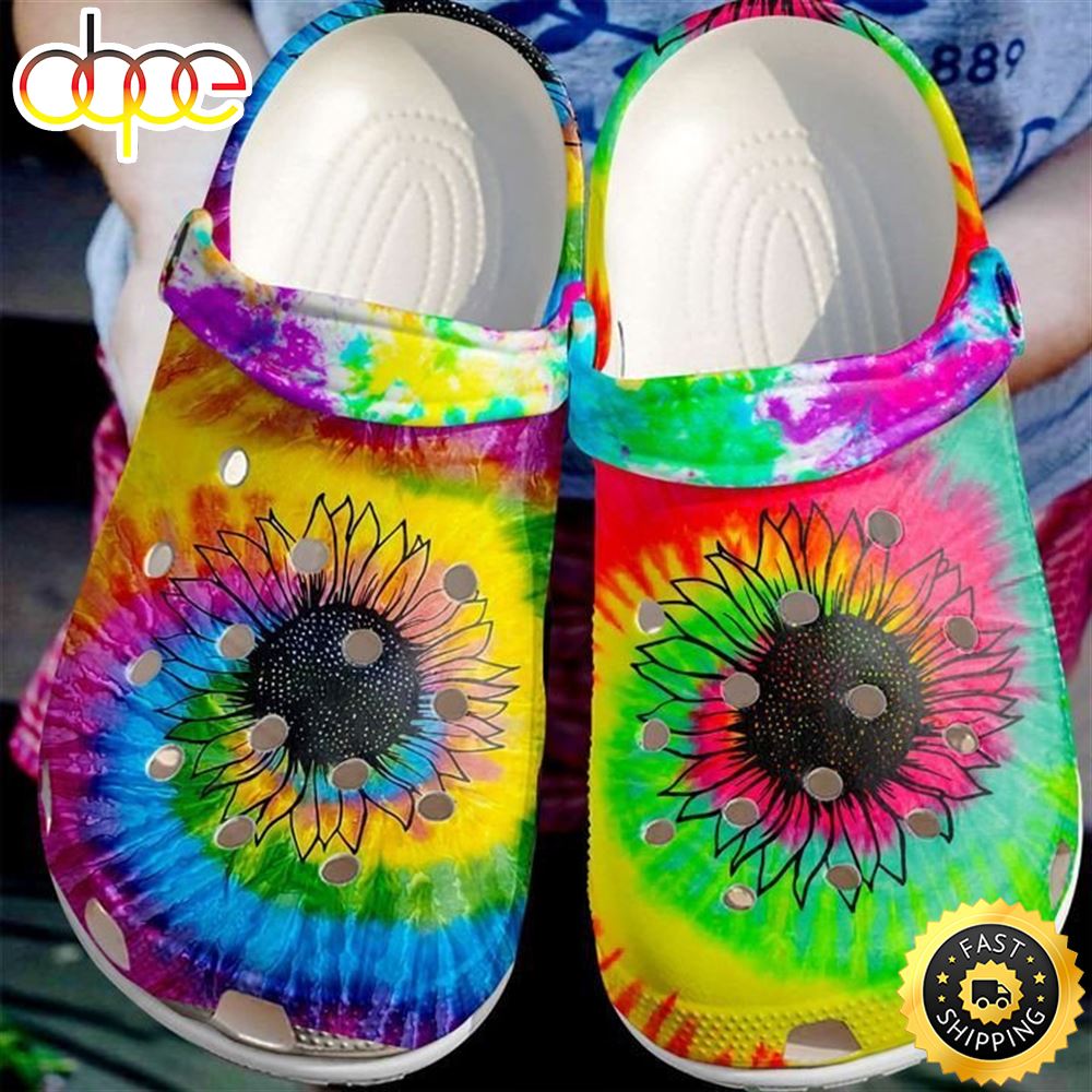 Hippie Colors Flower Crocs Clog Shoes Ovqbte