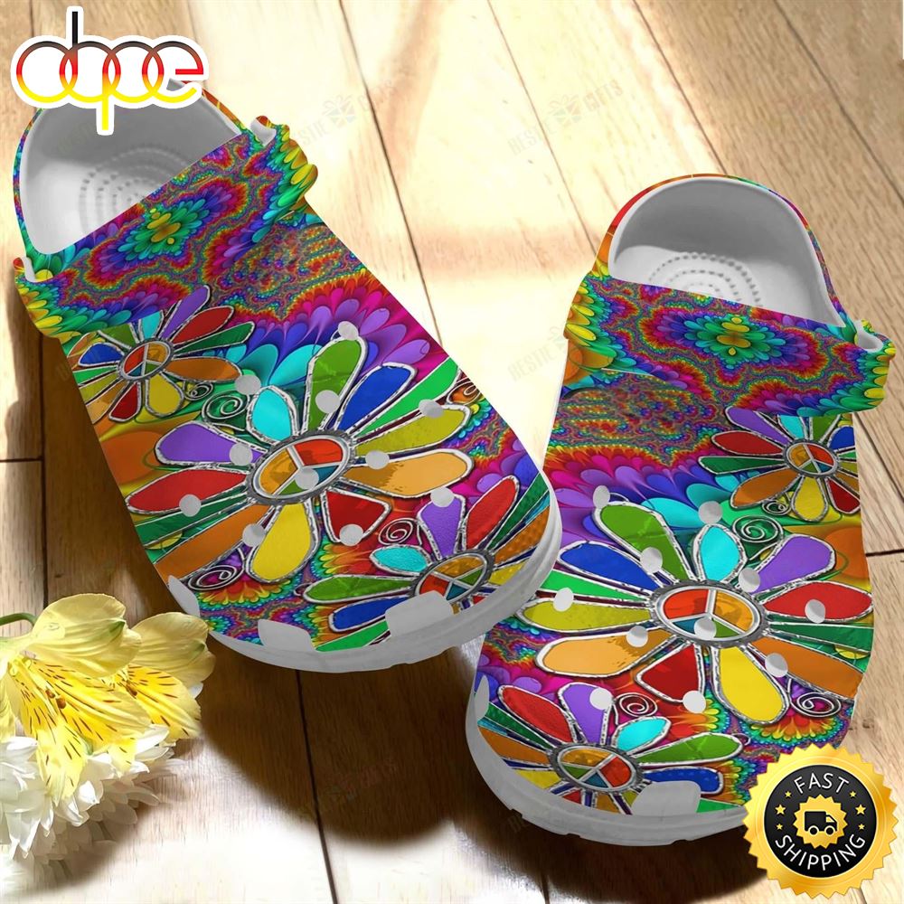Hippie Crocs Classic Clog Hippie Flower Shoes – Musicdope80s.com