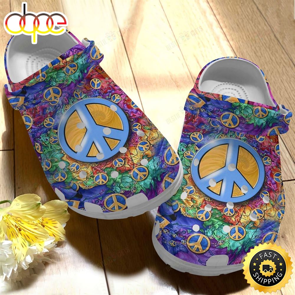 Hippie Crocs Classic Clog Whitesole Colorful Shoes J3aga8
