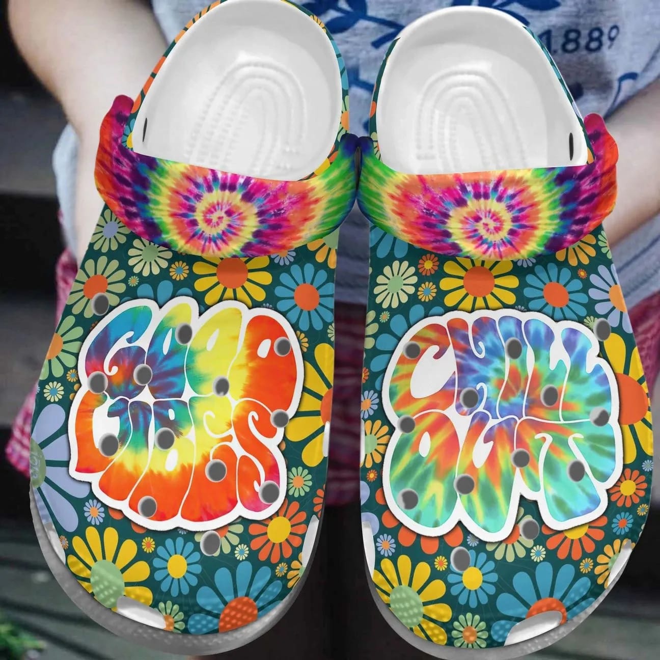Hippie Crocs Comfortablefashion Style Comfortable For Women Men Good Vibes Chill Out B4zf2i