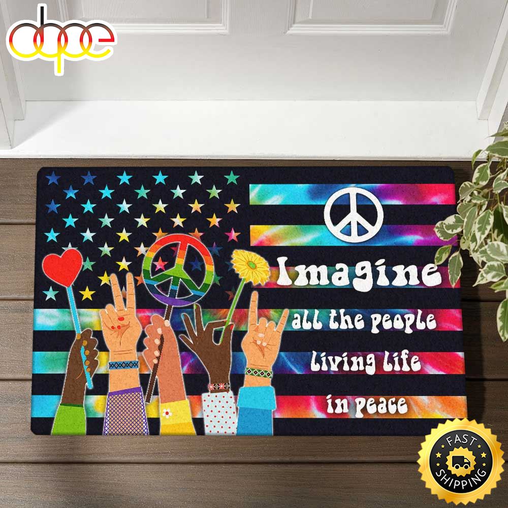 Hippie Doormat Imagine All The People Living Life In Peace S1r0mz