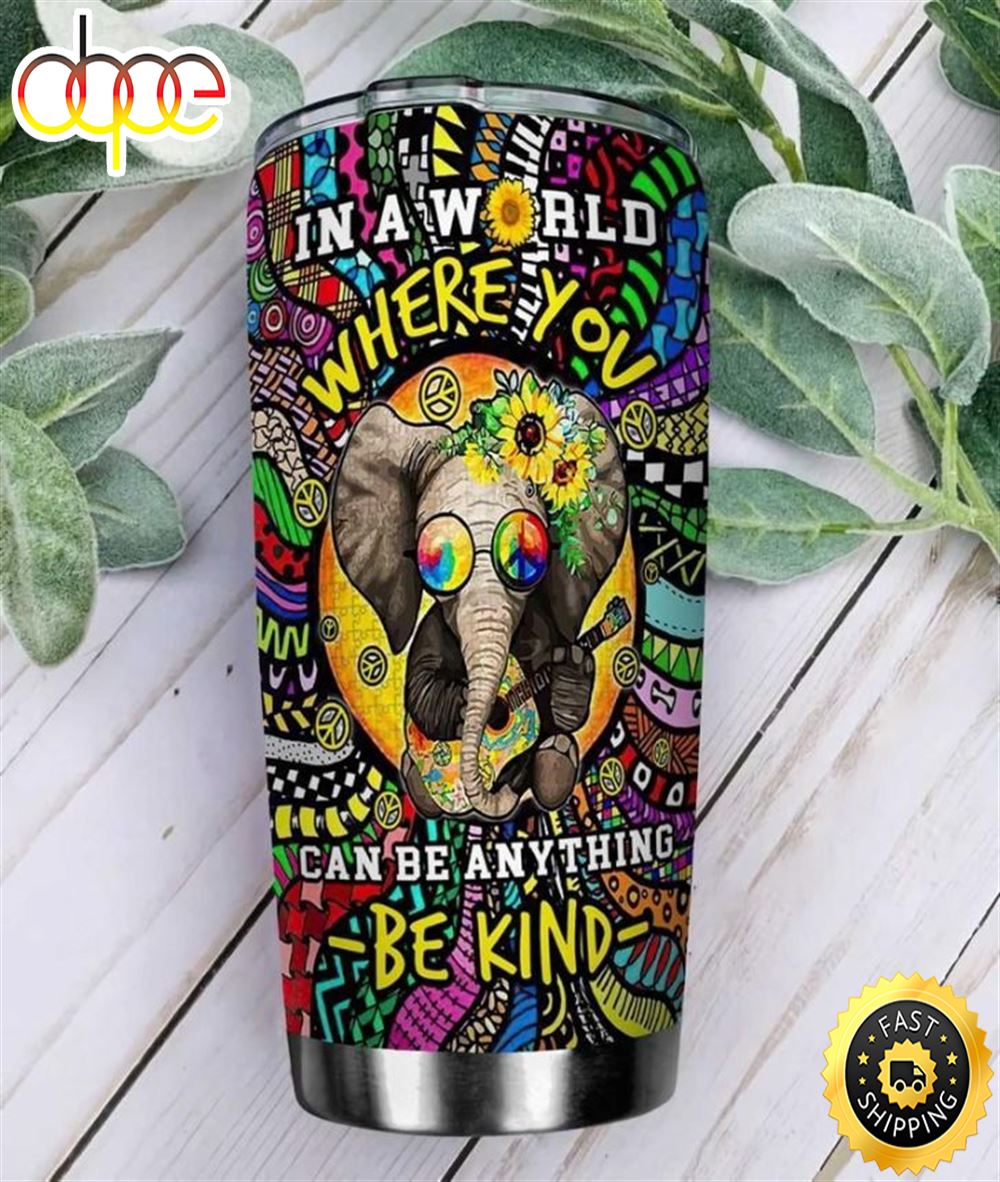 Hippie Elephant Doodle Stainless Steel Cup Tumbler Uihojc