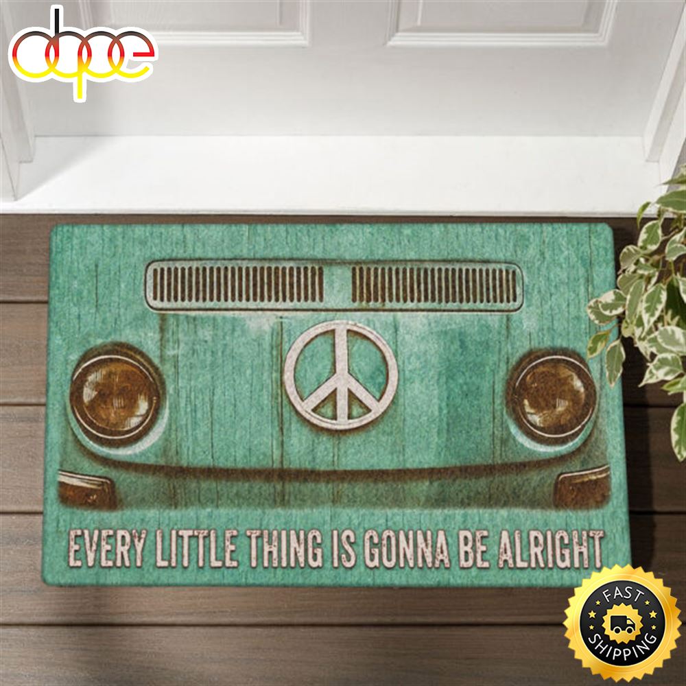 Hippie Every Little Thing Is Gonna Be Alright Hippie Bus Doormat Wx1pdf