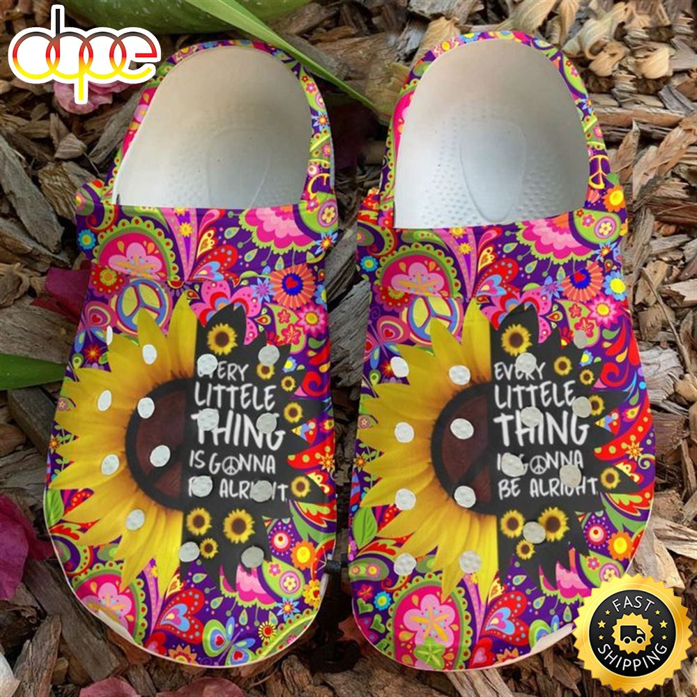 Hippie Everything Is Gonna Be Alright Crocs Crocband Clog Comfortable For Mens Womens Classic Clog Water Shoes Uvxk5s