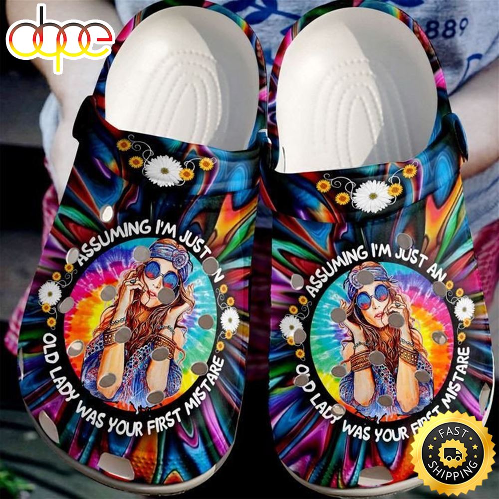 Hippie Just An Old Lady Crocs Clog Shoes – Musicdope80s.com