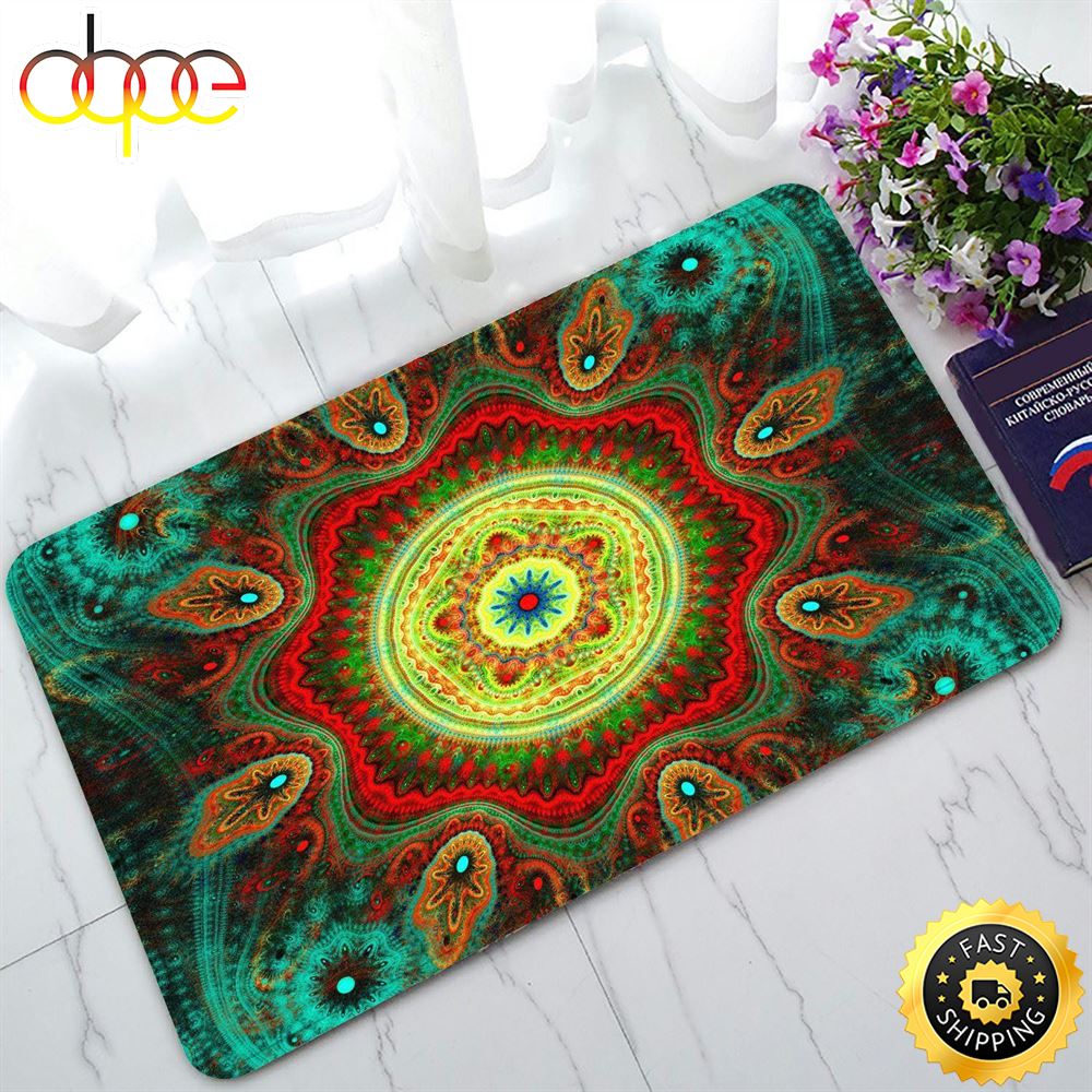 Hippie Mandala Bohemian Floral Indian Unique Design Doormat Zmevsw