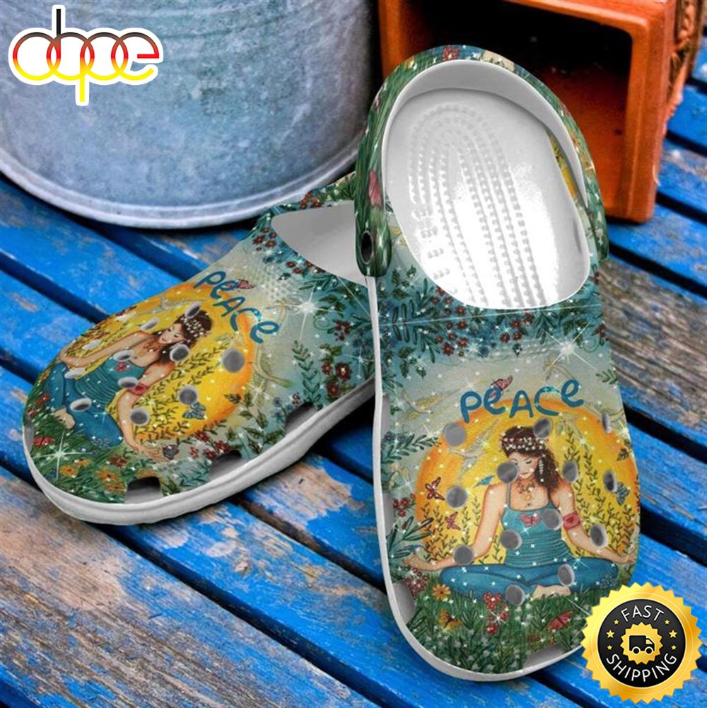 Hippie Peace Crocs Crocband Clog Comfortable For Mens Womens Classic Clog Water Shoes Tp3cqs