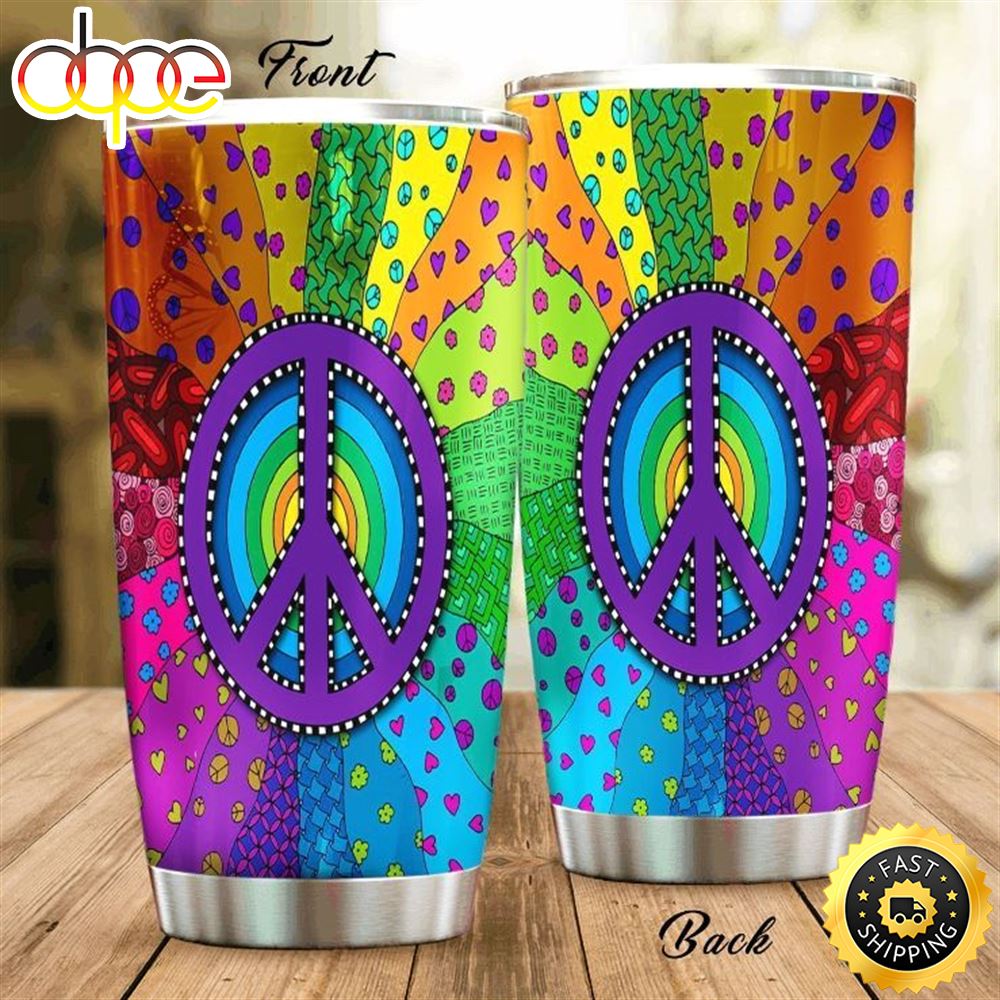 Hippie Peace Pattern Stainless Steel Cup Tumbler Wv9pfd