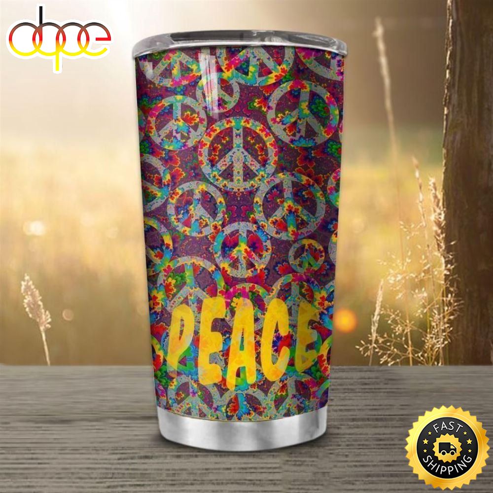 Hippie Sign Pattern Stainless Steel Cup Tumbler Tq0iy6