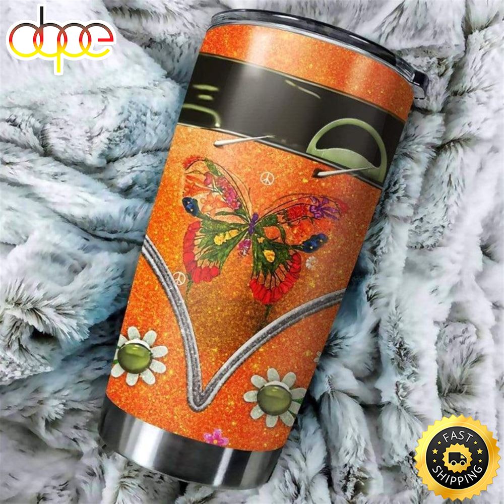 Hippie Sunflower Butterfly Car Stainless Steel Cup Tumbler Ehhcgi