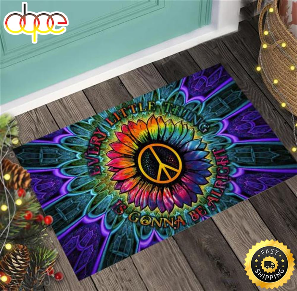 Hippie Sunflower Every Little Thing Is Gonna Be Alright Doormat T2crrt