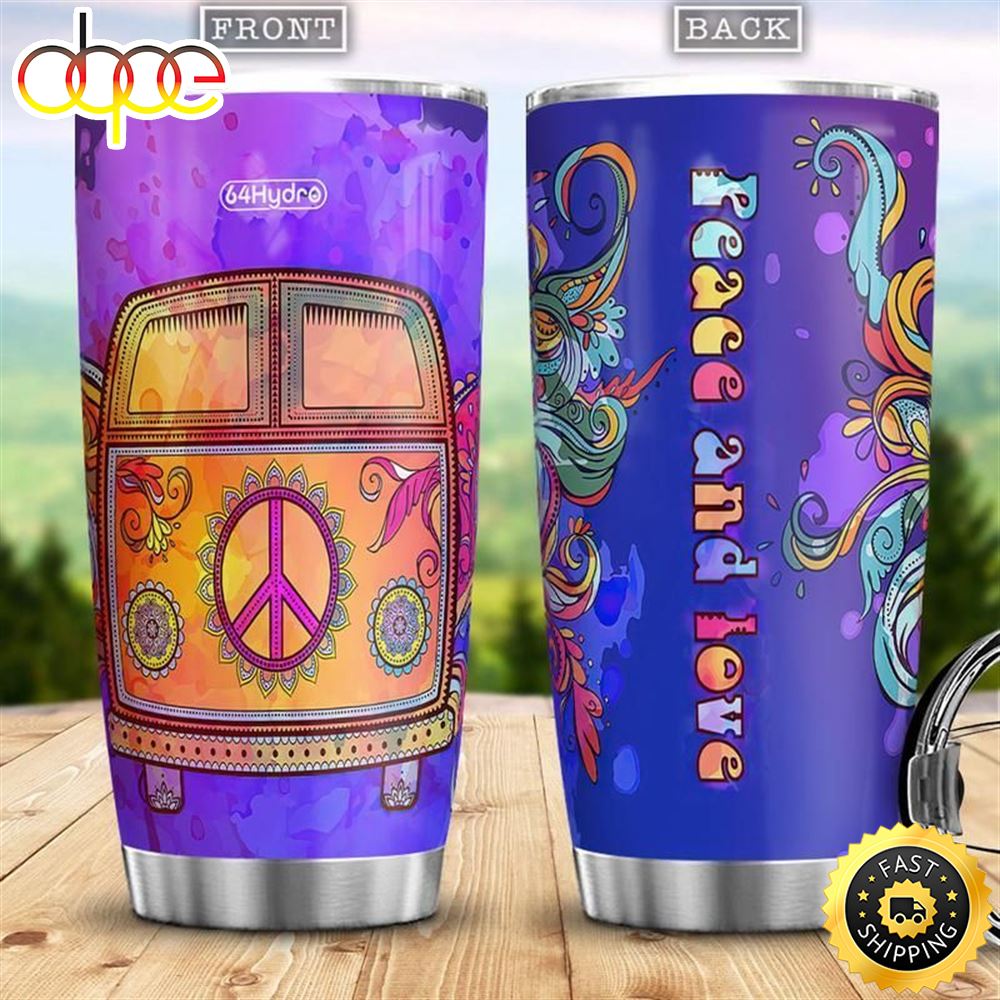 Hippie Van Peace And Love Stainless Steel Cup Tumbler Pqp7tm