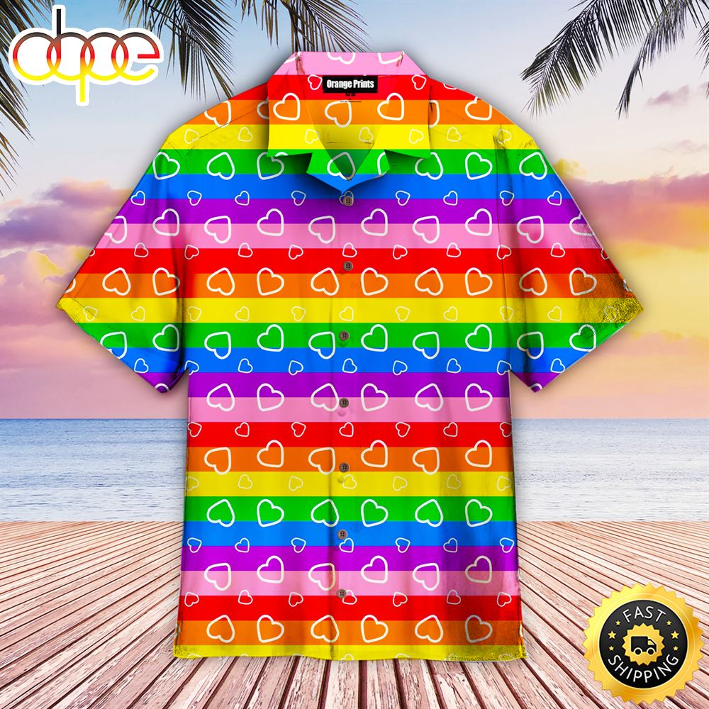 LGBT Heart Rainbow Aloha Hawaiian Shirts For Men For Women Ze7rc2