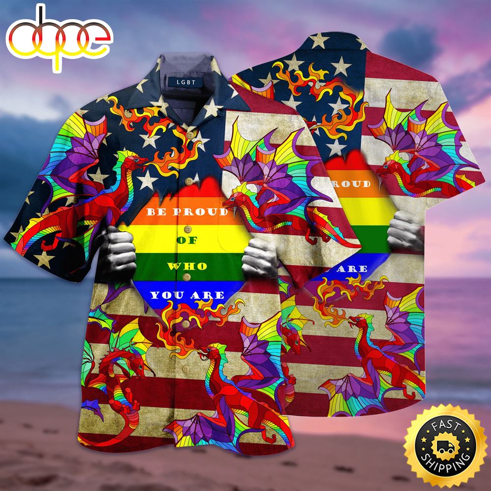 Lgbt Rainbow Dragon Hawaiian Shirt Ebmjli
