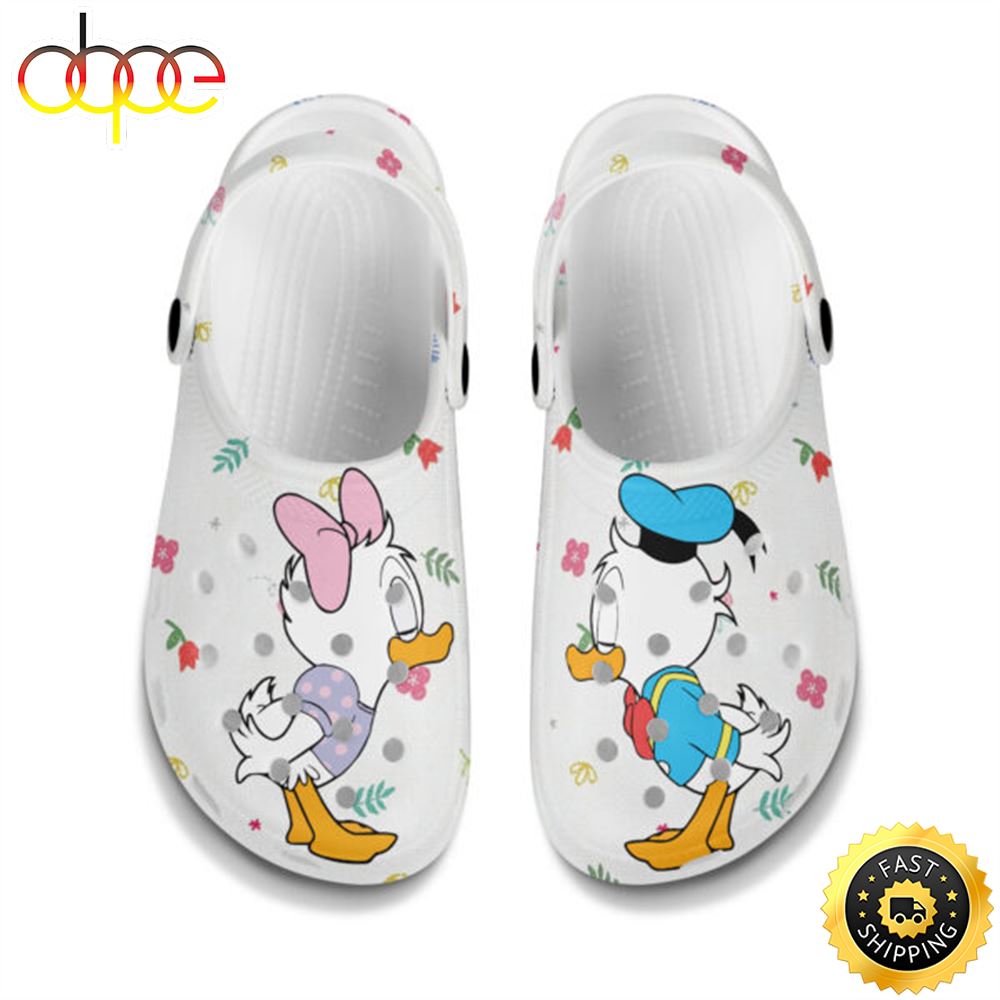 Little Donald Daisy Kissing White Pattern Disney Graphic Cartoon Crocs Shoes Zjytnn