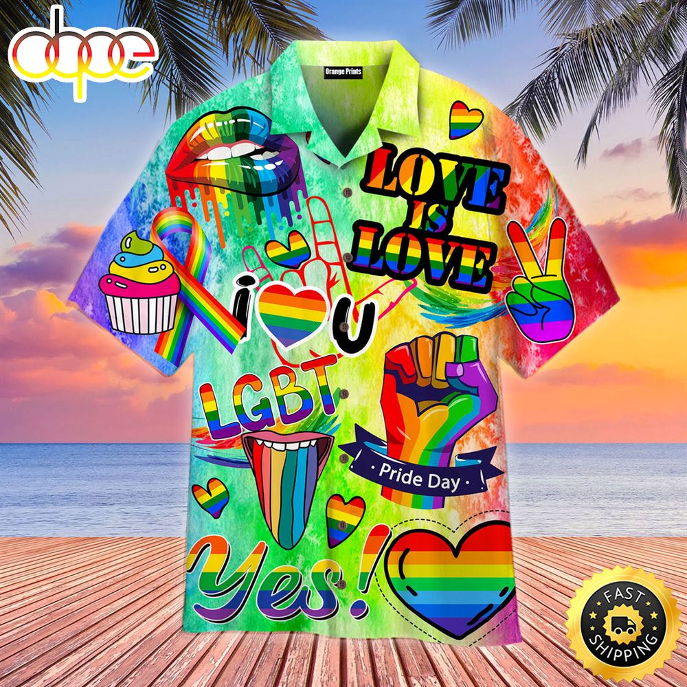 Love Is Love LGBT Month Aloha Hawaiian Shirts For Men For Women Txjgfi