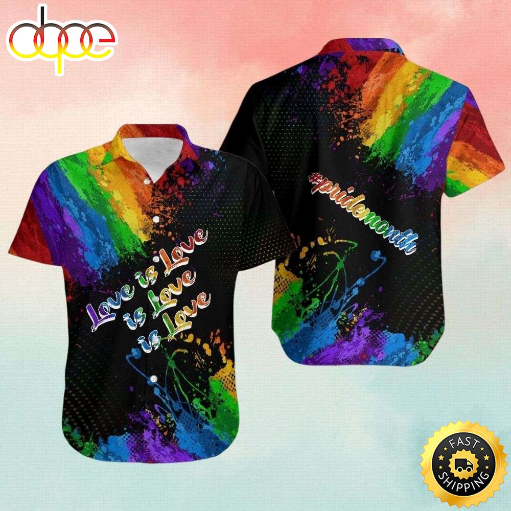 Love Is Love Pride Month Rainbow Watercolor LGBT Hawaiian Shirt Rg3yyf