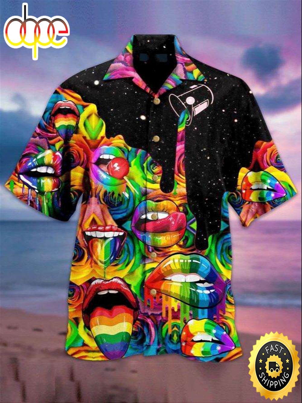Mouths Candy Rainbow Color Graphic LGBT Hawaiian Shirt Uadfli
