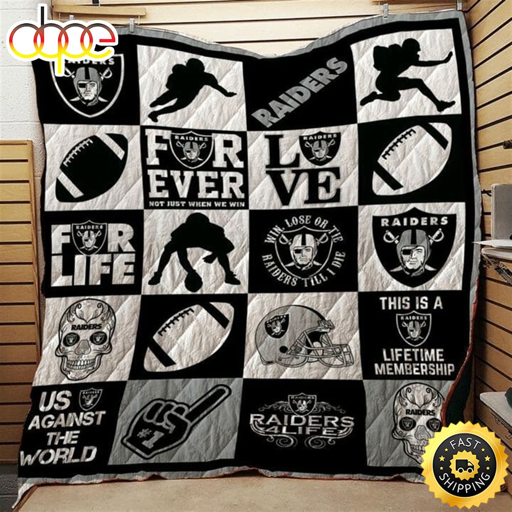 NFL Las Vegas Raiders Black Silver For Fan NFL Football Blanket Gift Xrgro1