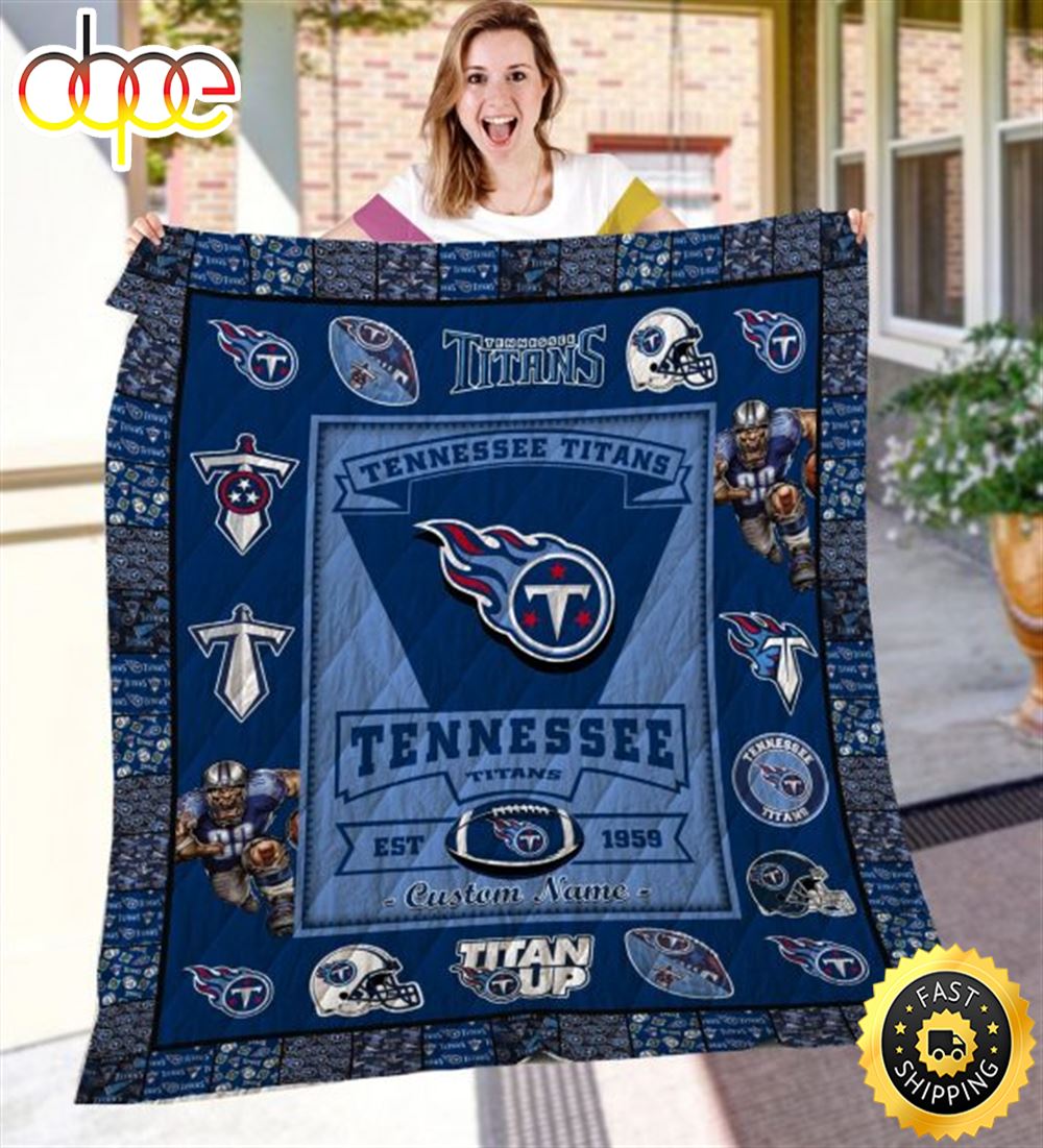 NFL Tennessee Titans Custom Name Navy Blue Est 1959 For Fan NFL Football Blanket Gift Lqvy4b
