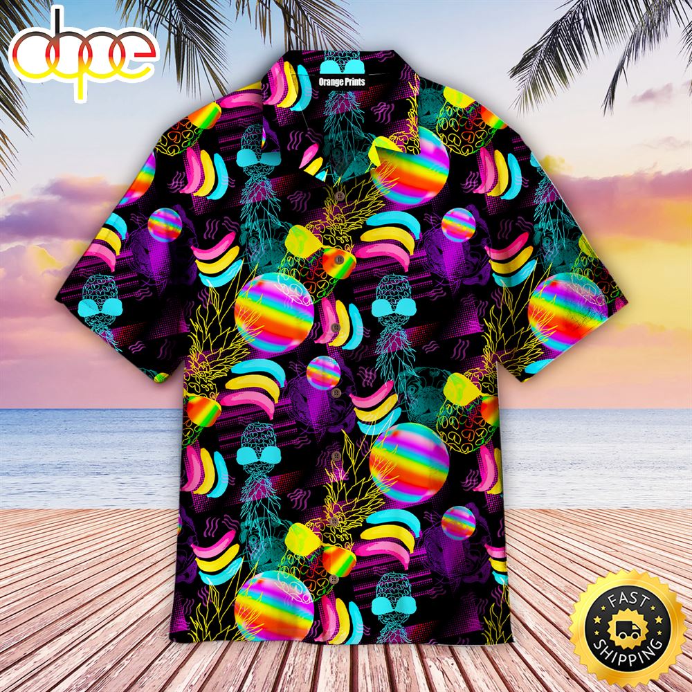 Neon Rainbow LGBT Tropical Aloha Hawaiian Shirts For Men For Women Xkgrsp
