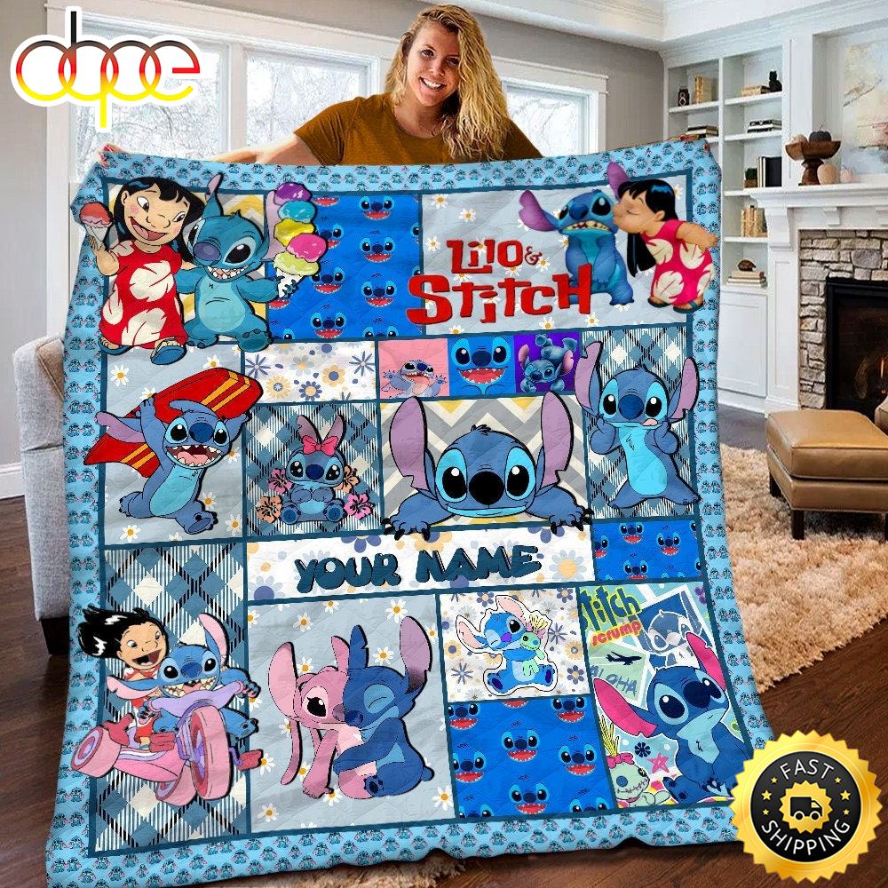 Personalized Disney Lilo And Stitch Blanket Gift For Fans Movie Disney Fsi3ee
