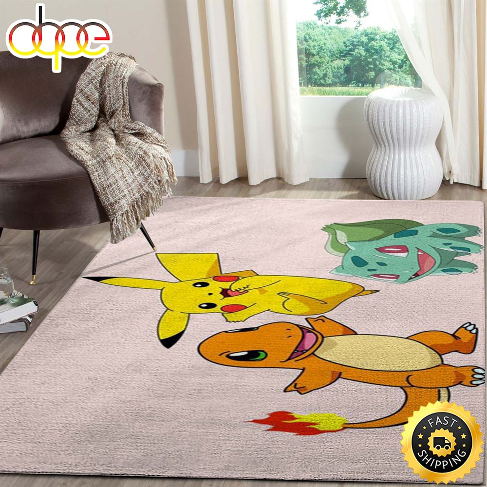 Pikachu Charmander Bulbasaur Animation Movie Pokemon Area Rug Carpet Jqc3bs