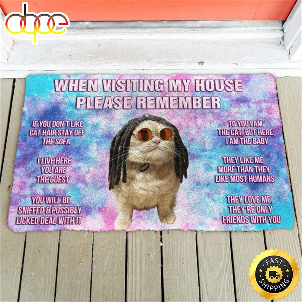Please Remember Hippie Bob Meowley House Rules Doormat  