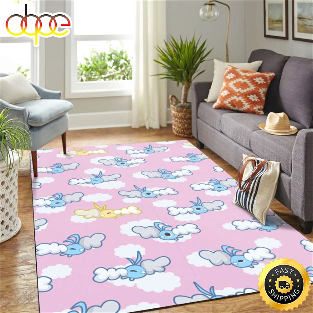 Mew Cute Pokemon Kawaii Living Room Pokemon Rug Carpet - Binteez
