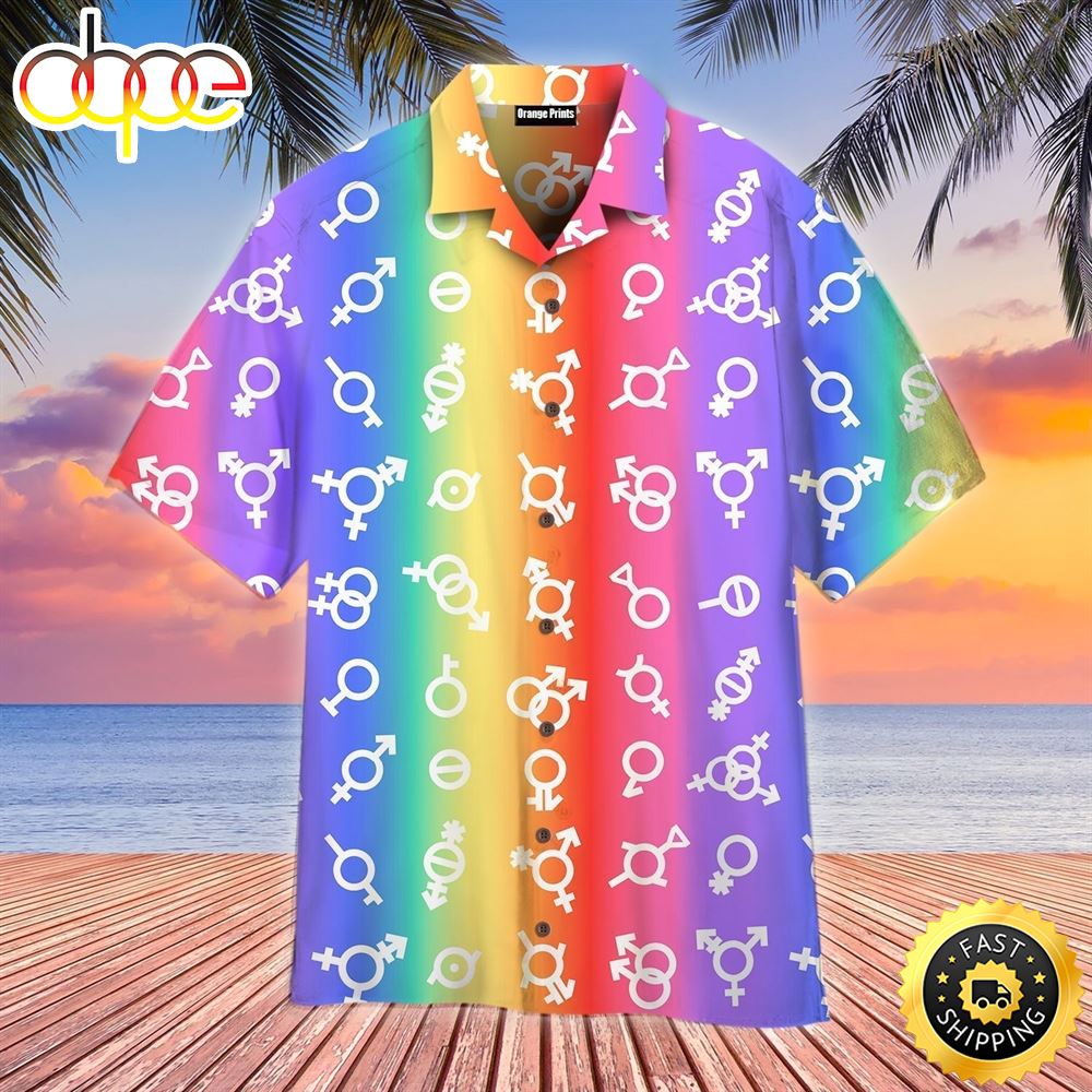 Pride Flag LGBT Gender Aloha Hawaiian Shirts For Men For Women Bdbhdl