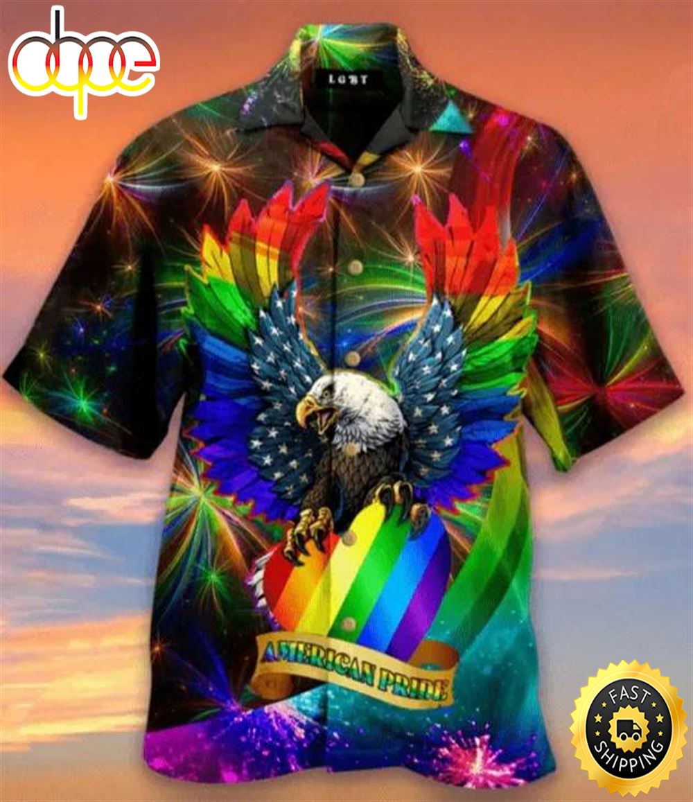 Rainbow Color Eagle American Pride LGBT Hawaiian Shirt Vc2wor