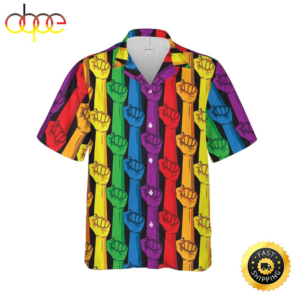 Rainbow Color LGBT Aloha Hawaiian Shirt Jehiwi