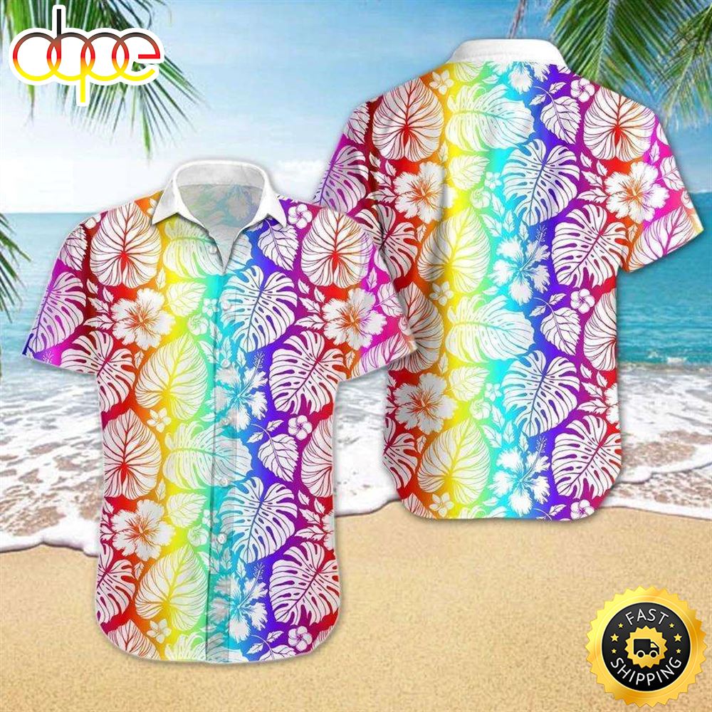Rainbow Color Tropical Floral LGBT Hawaiian Shirt Cbmcvg