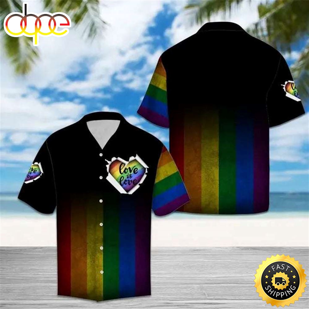 Rainbow Love Is Love Striped Multicolor LGBT Hawaiian Shirt